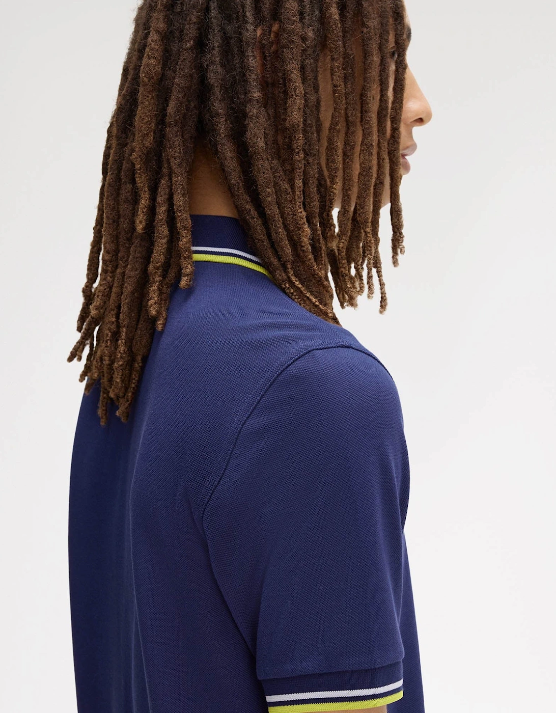 Fred Perry Mens Twin Tipped Signature Polo Shirt - French Navy/Dusky Blue/Citron 83B