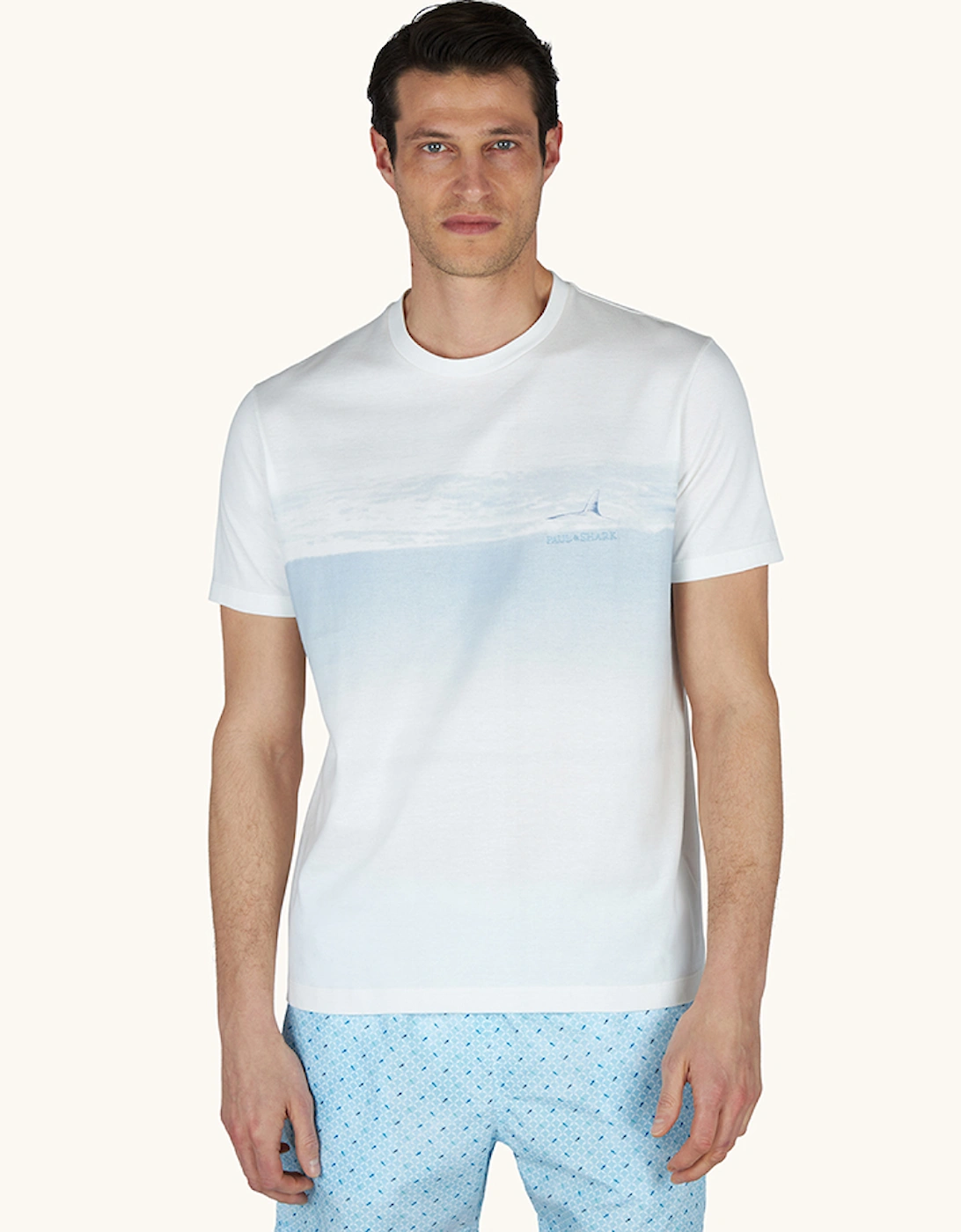 Paul & Shark Men's White Lightweight Cotton Jersey T-Shirt With Graphic - Size 38