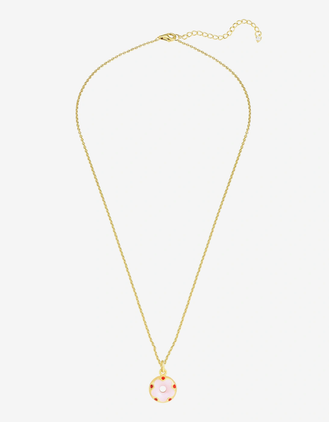 Secret Spoils Girls Pink Doughnut Necklace in Gold (40cm)