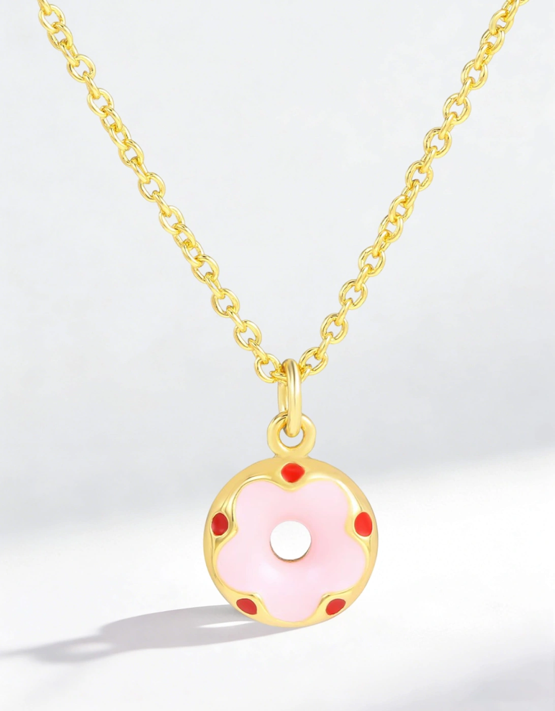 Secret Spoils Girls Pink Doughnut Necklace in Gold (40cm)