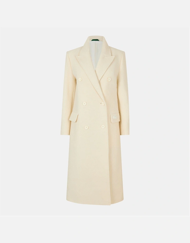 Solid Patterned Double Button Lapel Collared Over Coat