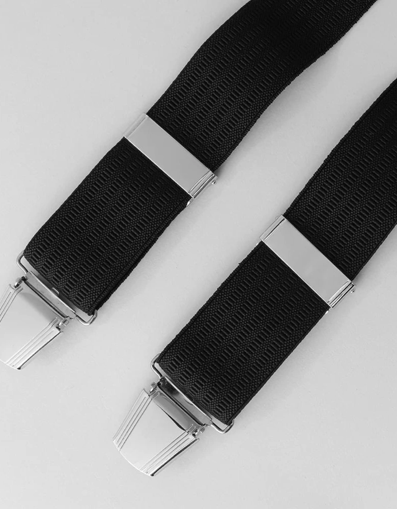 Sophos 35mm Plain Ribbed 4 Clip Braces - Black
