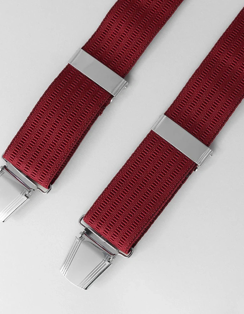 Sophos 35mm Plain Ribbed 4 Clip Braces - Wine