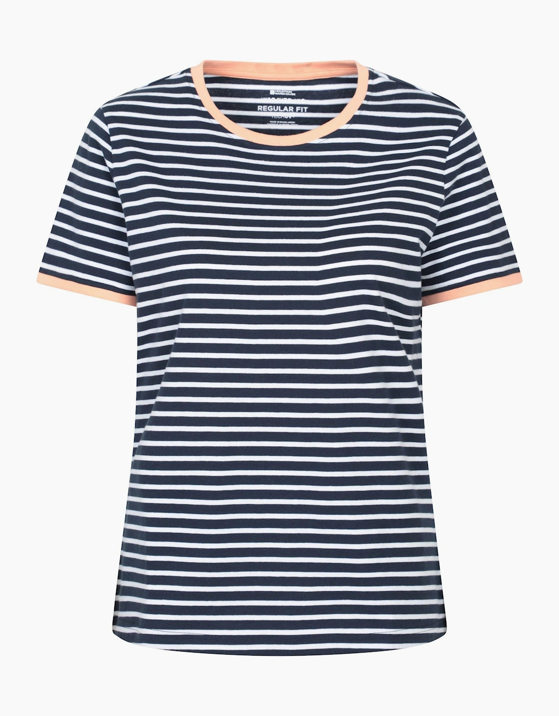 Mountain Warehouse Women's Pink / Contrast Striped Ribbed T-Shirt - Size: 8