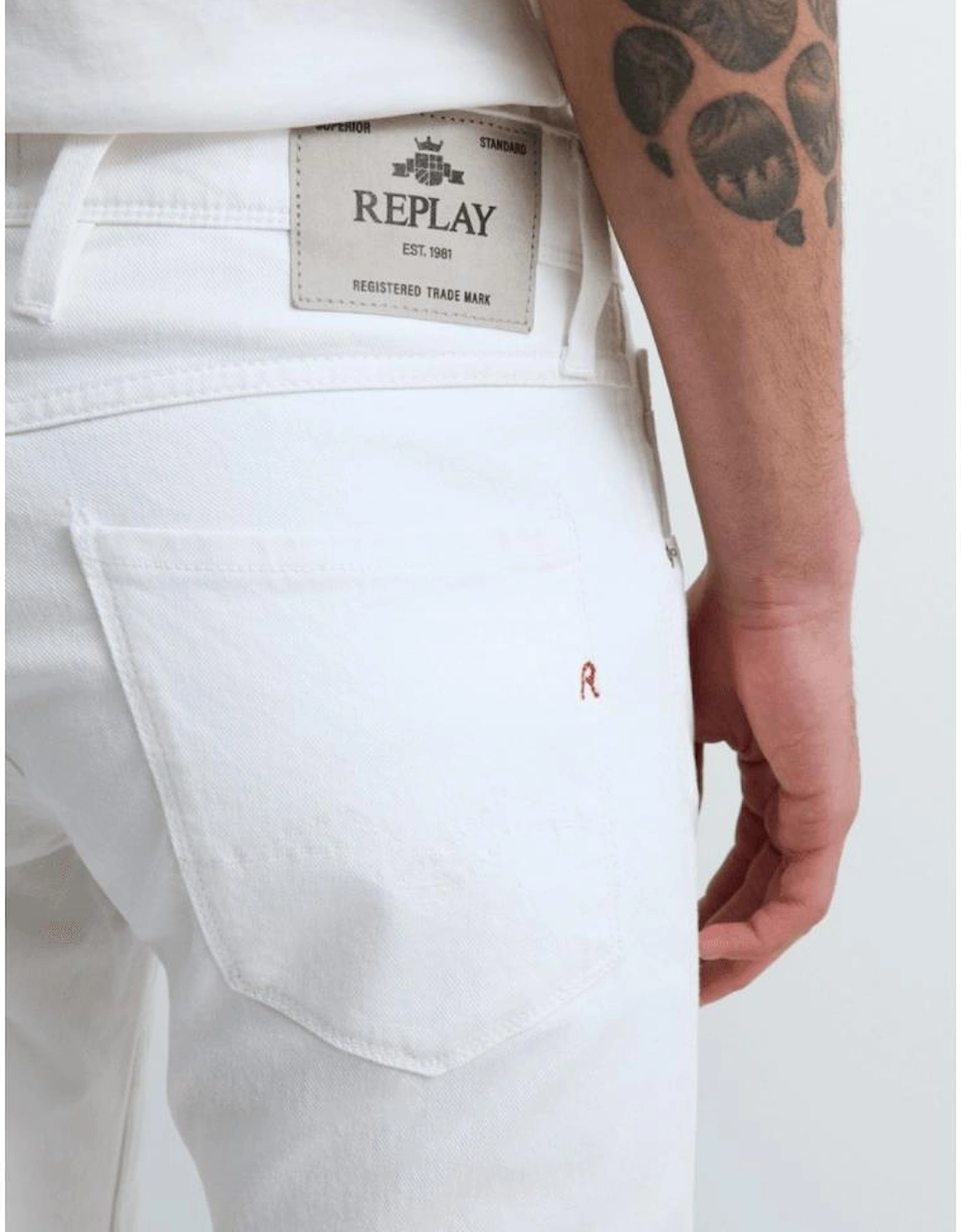Anbass Slim Fit White Jeans
