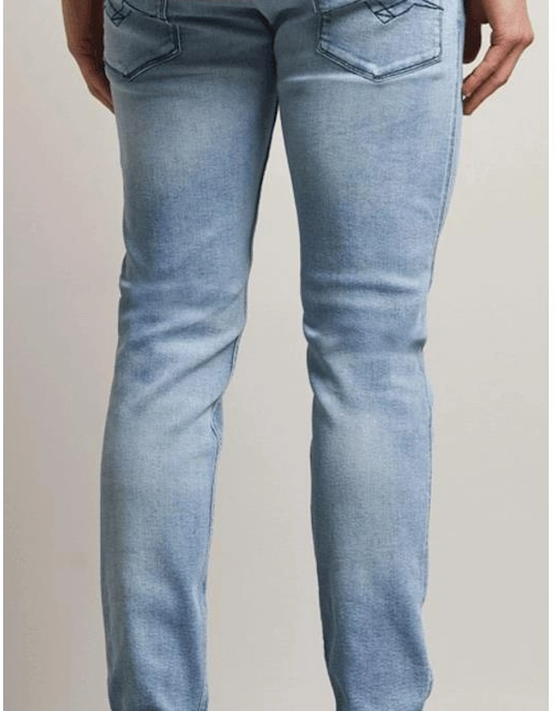 Anbass Power Stretch Slim Fit Light Wash Blue Jeans