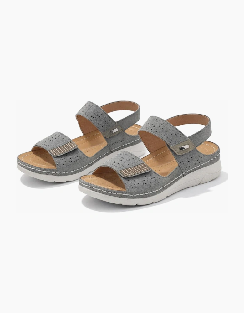 Boulevard L844 Womens Slingback Sandals Pewter