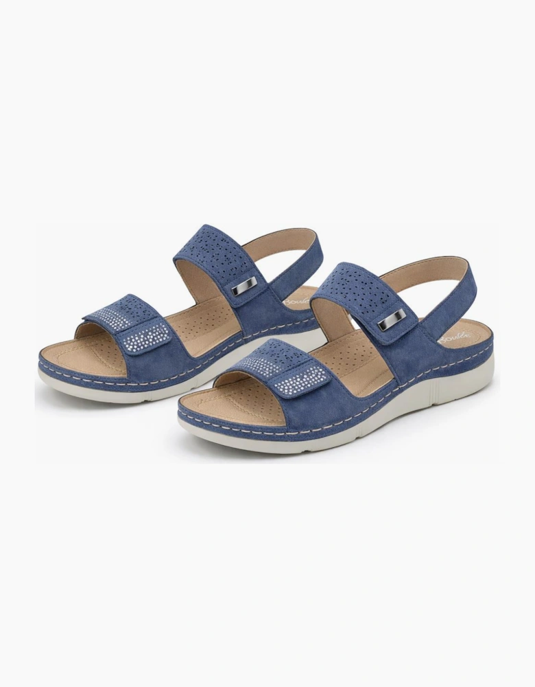 Boulevard L844 Womens Slingback Sandals Blue Metallic