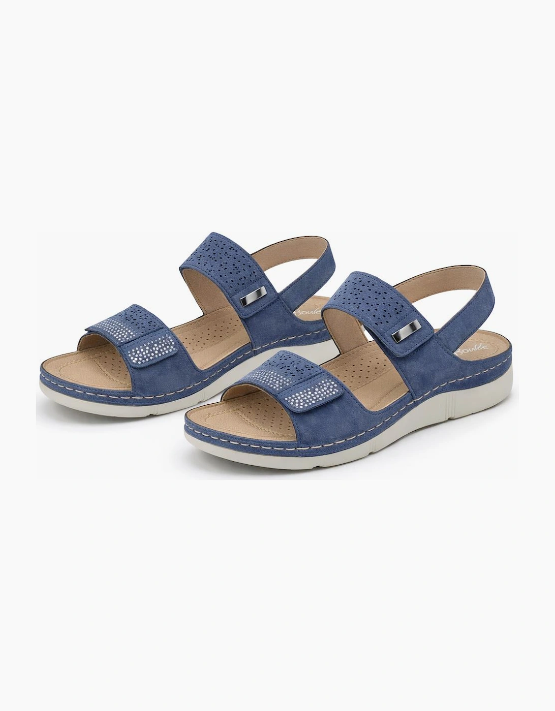 Boulevard L844 Womens Slingback Sandals Blue Metallic