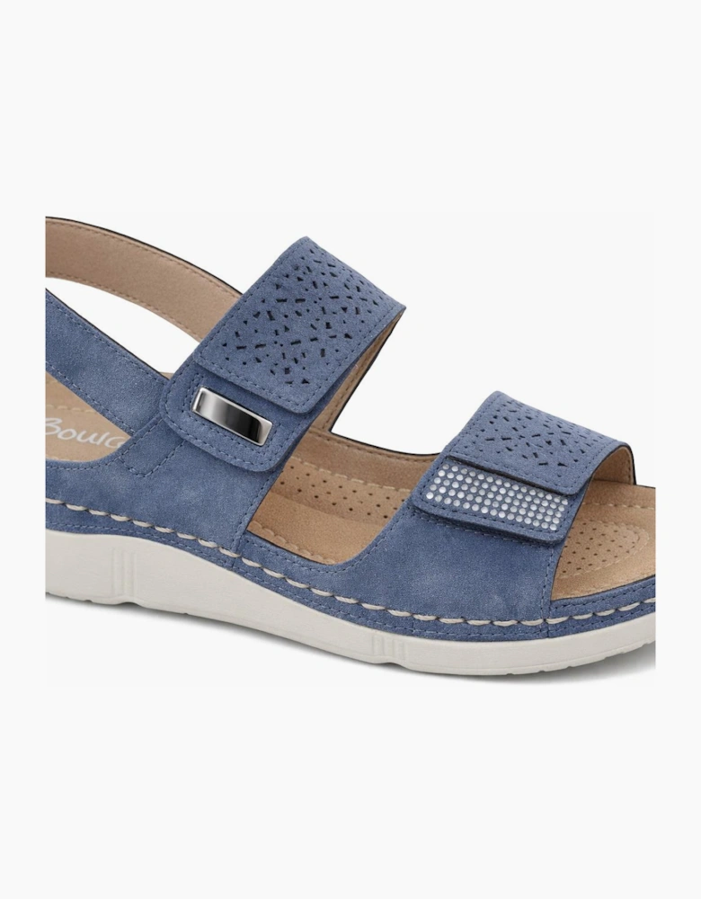 Boulevard L844 Womens Slingback Sandals Blue Metallic