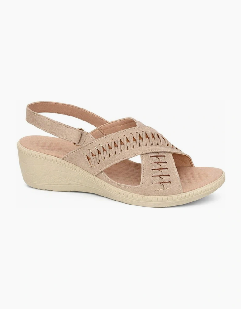 Boulevard L827 Womens Cross Strap Sandals Beige
