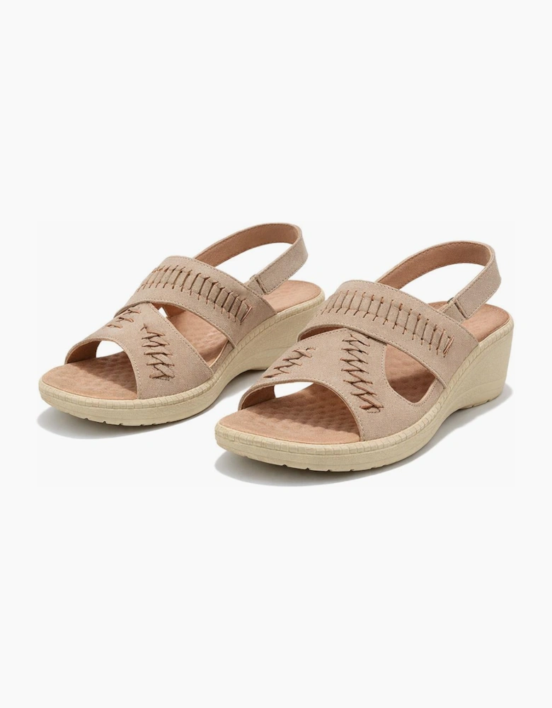 Boulevard L827 Womens Cross Strap Sandals Beige
