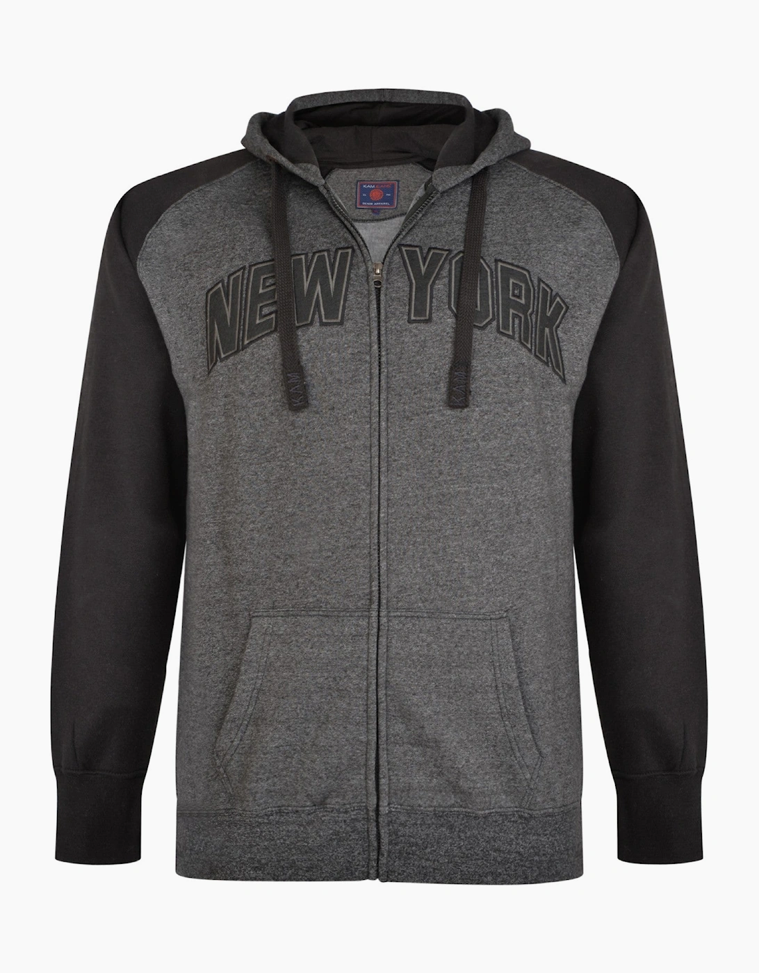 KAM Mens NY Marl Contrast Big & Tall Hoodie, 2 of 1