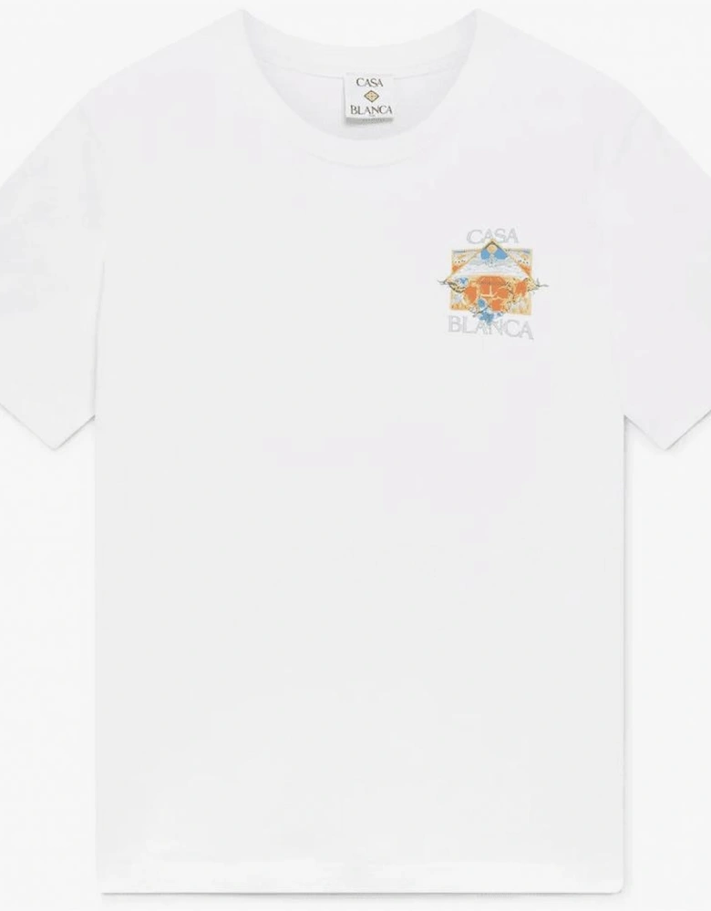 Flower Court Regular Fit White T-Shirt