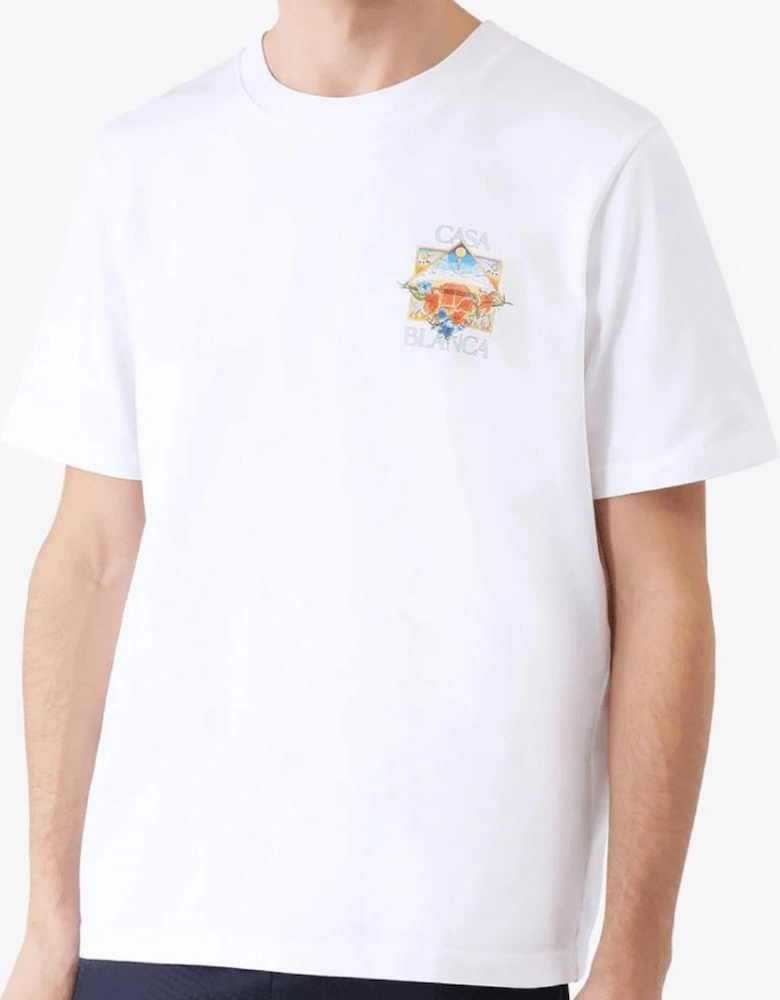 Flower Court Regular Fit White T-Shirt