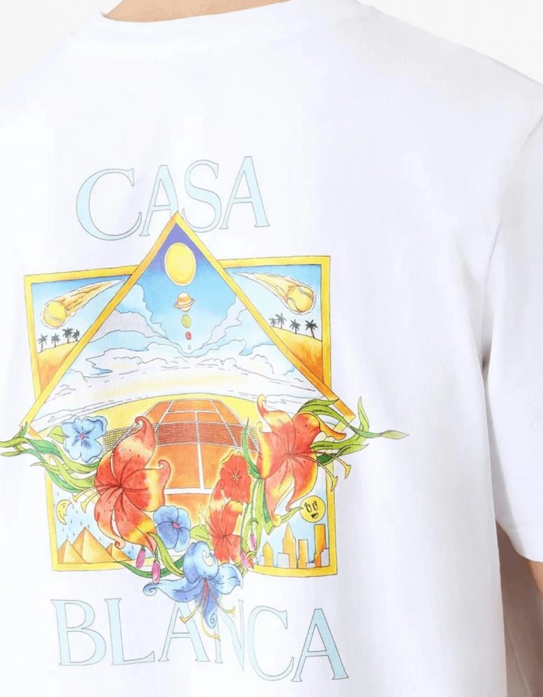 Flower Court Regular Fit White T-Shirt
