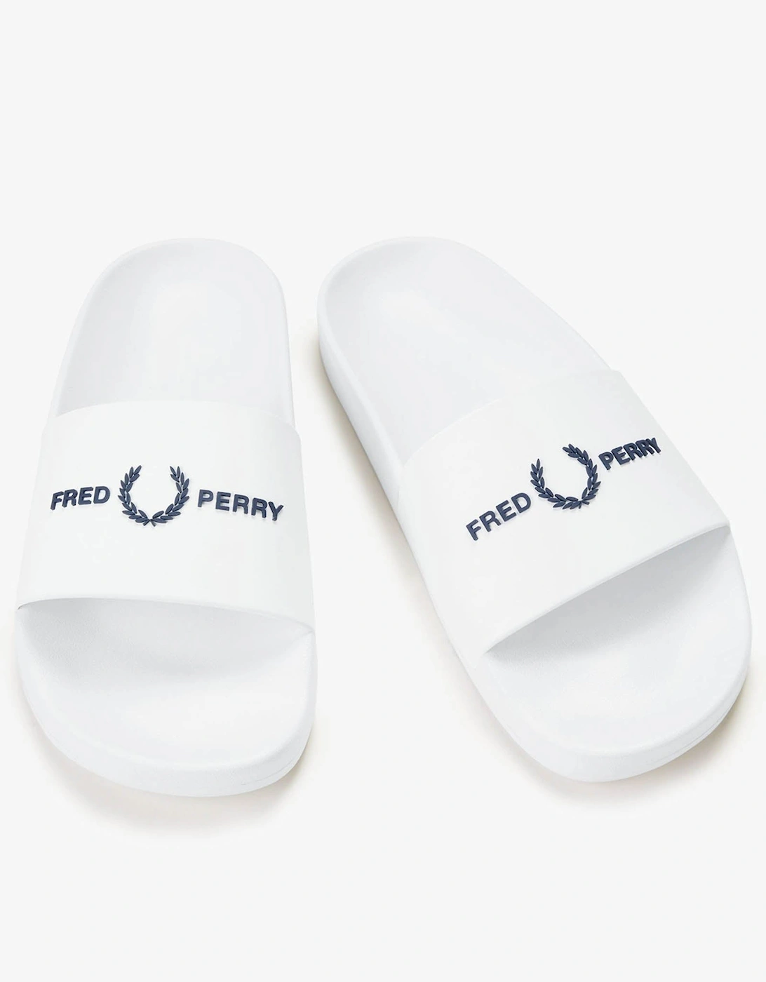 Fred Perry Men's White Navy Branded Slider - White/Navy 100 - Size 9