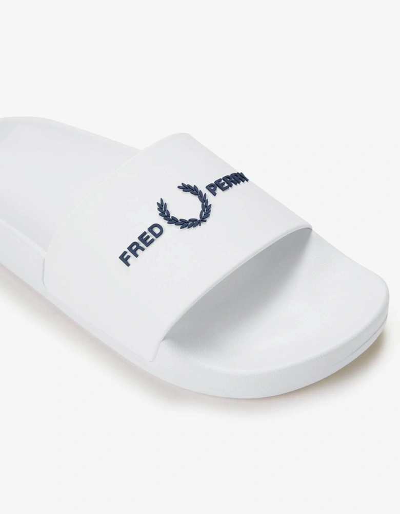 Fred Perry Mens Branded Slider - White/Navy 100