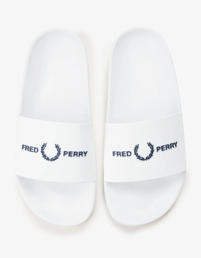 Fred Perry Mens Branded Slider - White/Navy 100