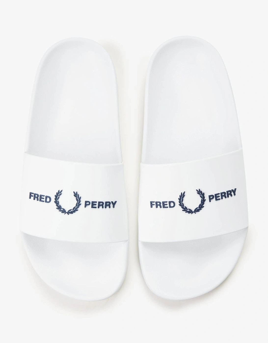 Fred Perry Mens Branded Slider - White/Navy 100
