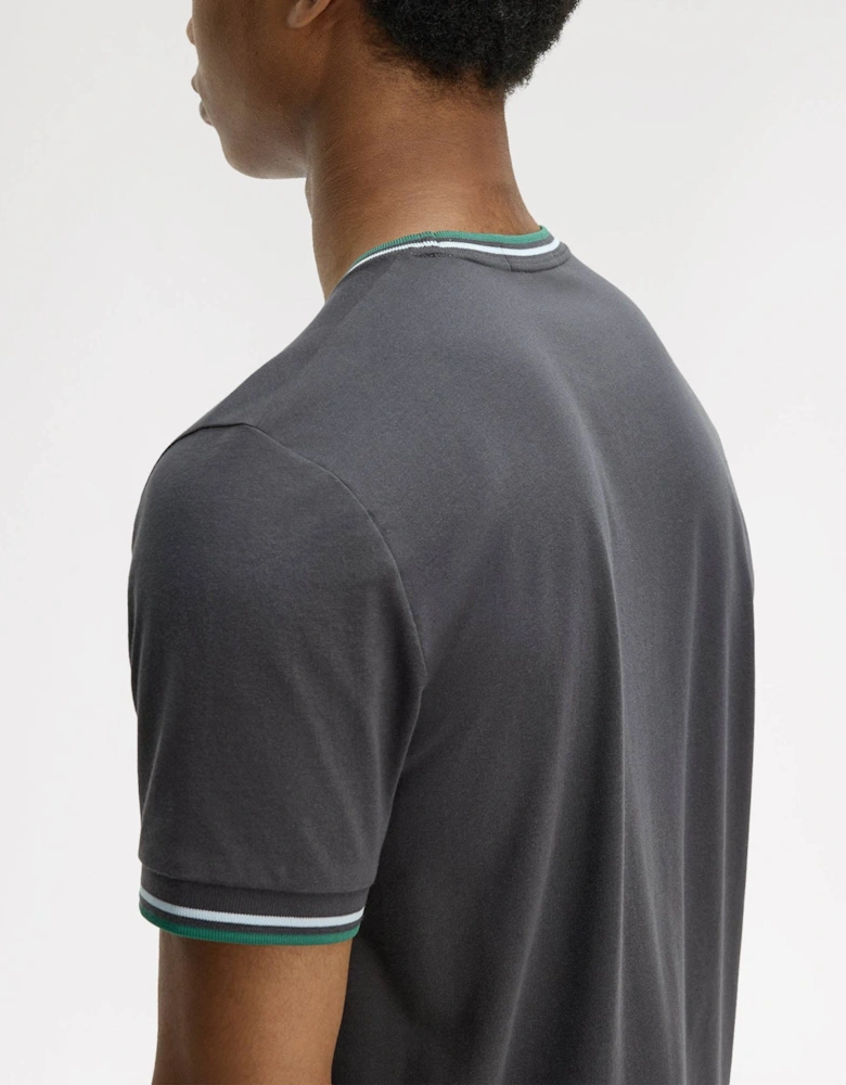 Fred Perry Mens Twin Tipped T-Shirt - Anchor Grey/Light Ice/Sport Green 85B