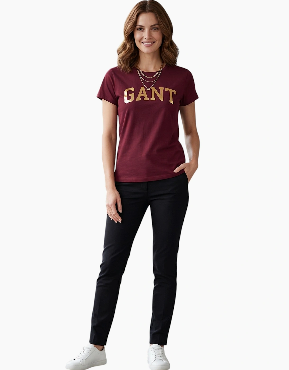 GANT Womens T Shirts Crew Neck Short Sleeve Cotton Summer Tops
