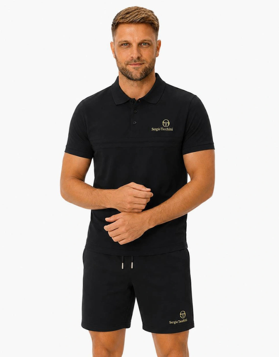 Sergio Tacchini Supermac Primo Polo Shirt Black/Gold