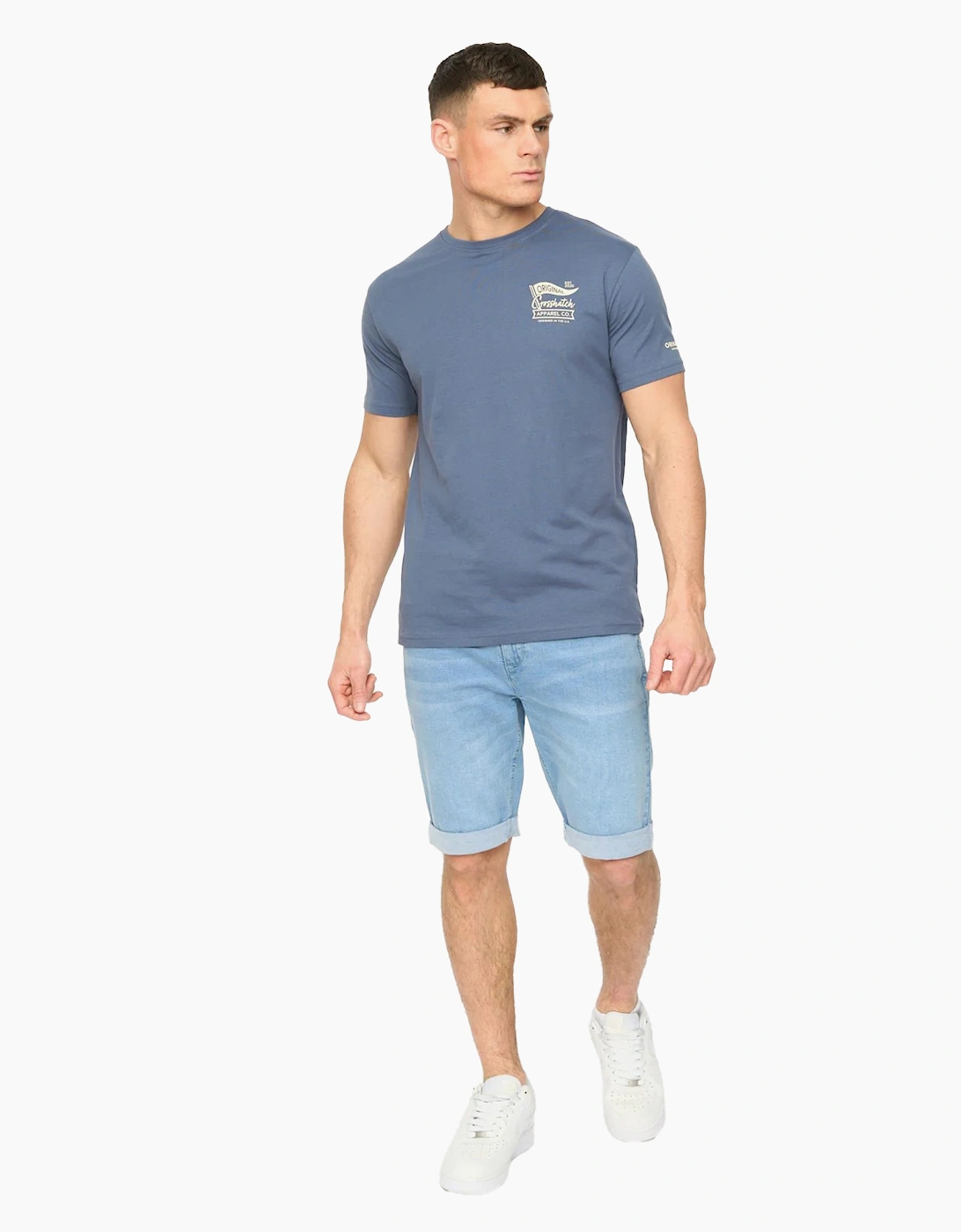 Crosshatch Mens Youlgreeve Denim Belted Shorts