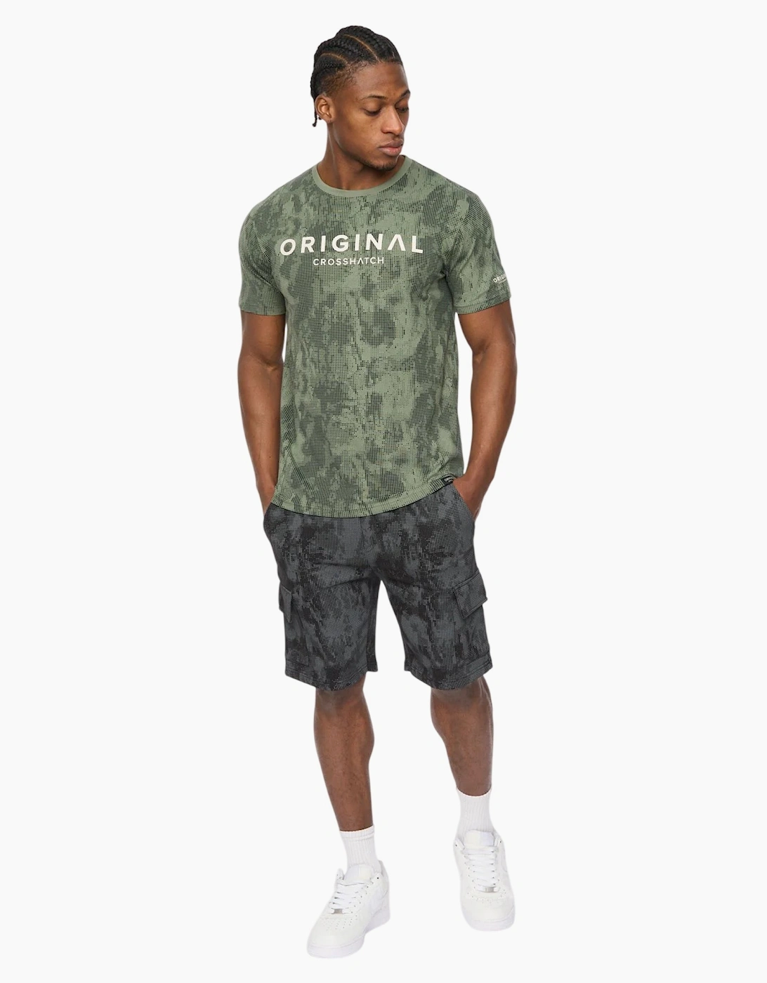 Crosshatch Mens Bardon Camo Cargo Shorts