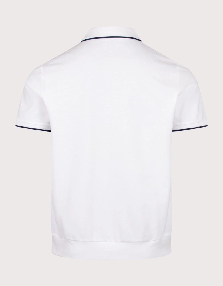 Classic Fit Stretch Mesh Zip Polo Shirt