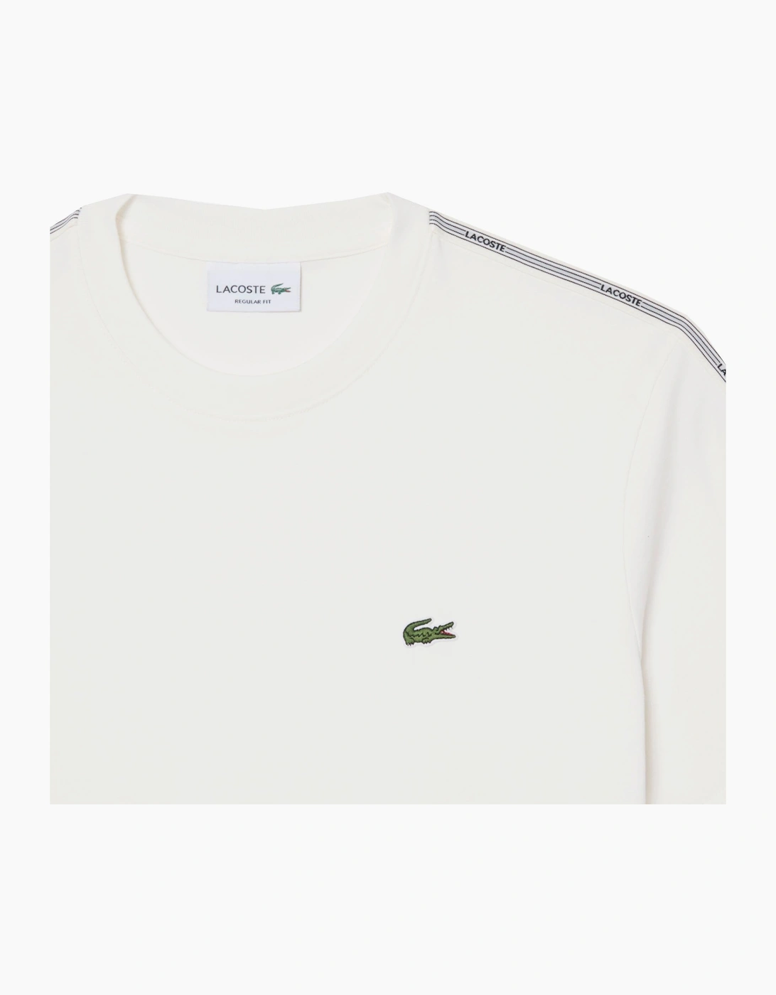 Lacoste Men's White T-shirt With Logo Taping