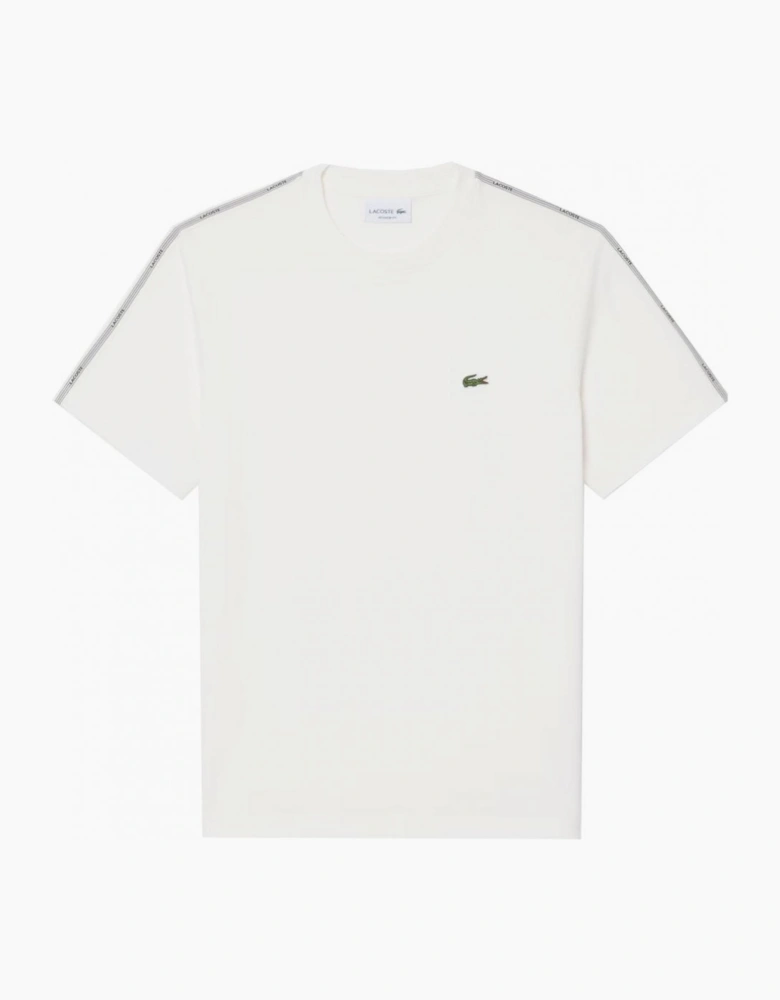 Lacoste Men's White T-shirt With Logo Taping