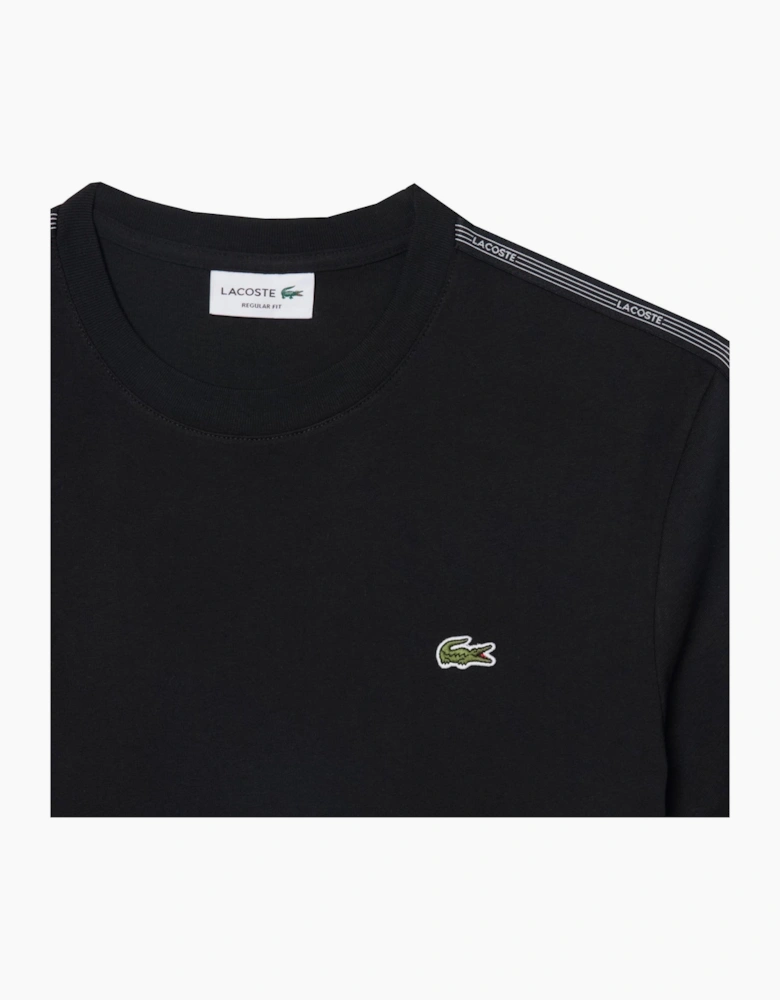 Lacoste Men's Black T-shirt With Logo Taping