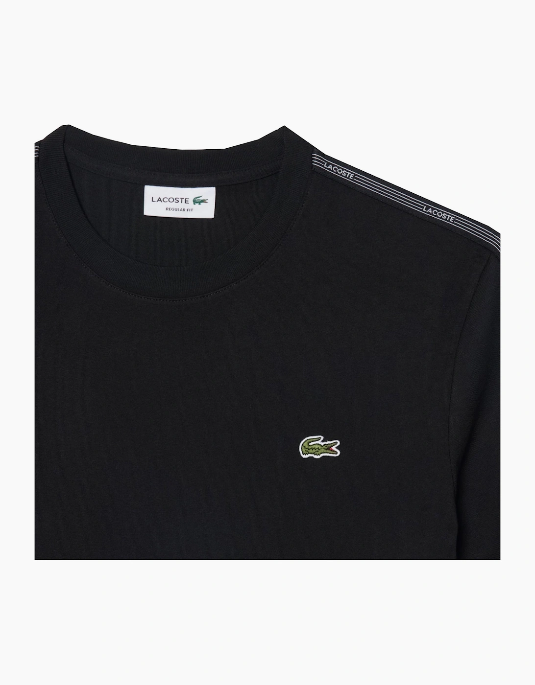 Lacoste Men's Black T-shirt With Logo Taping