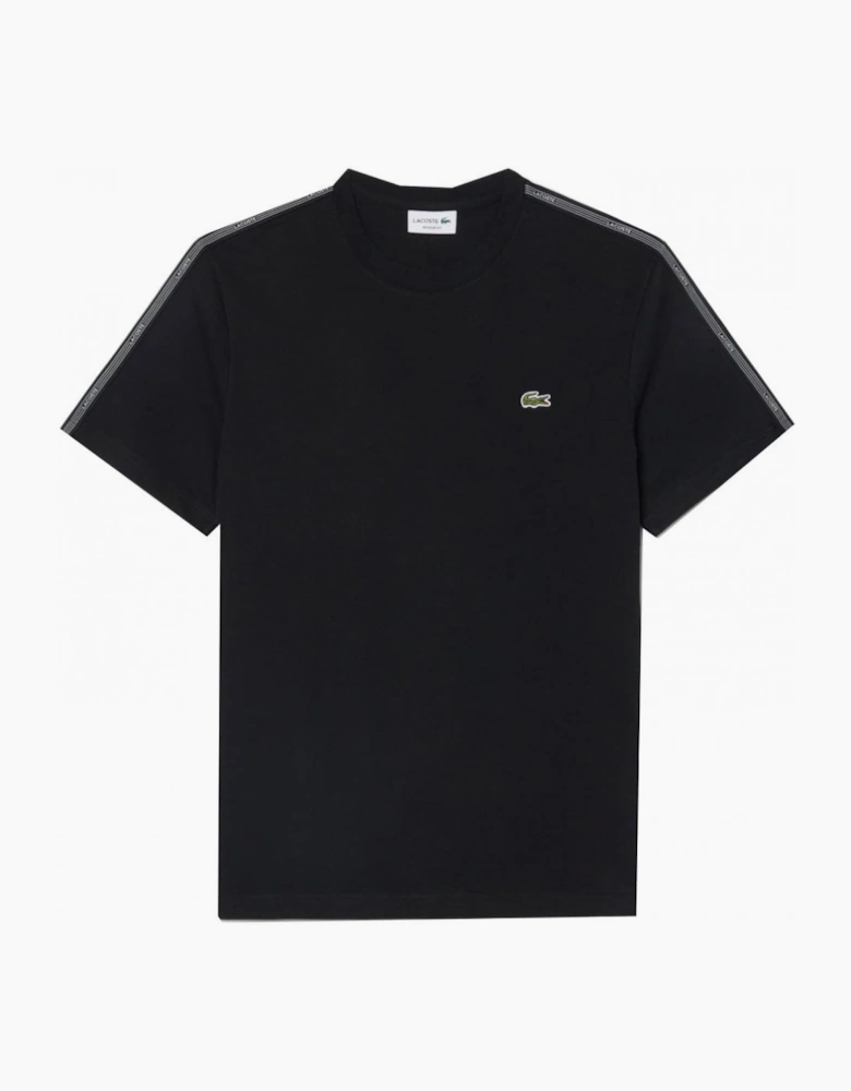 Lacoste Men's Black T-shirt With Logo Taping