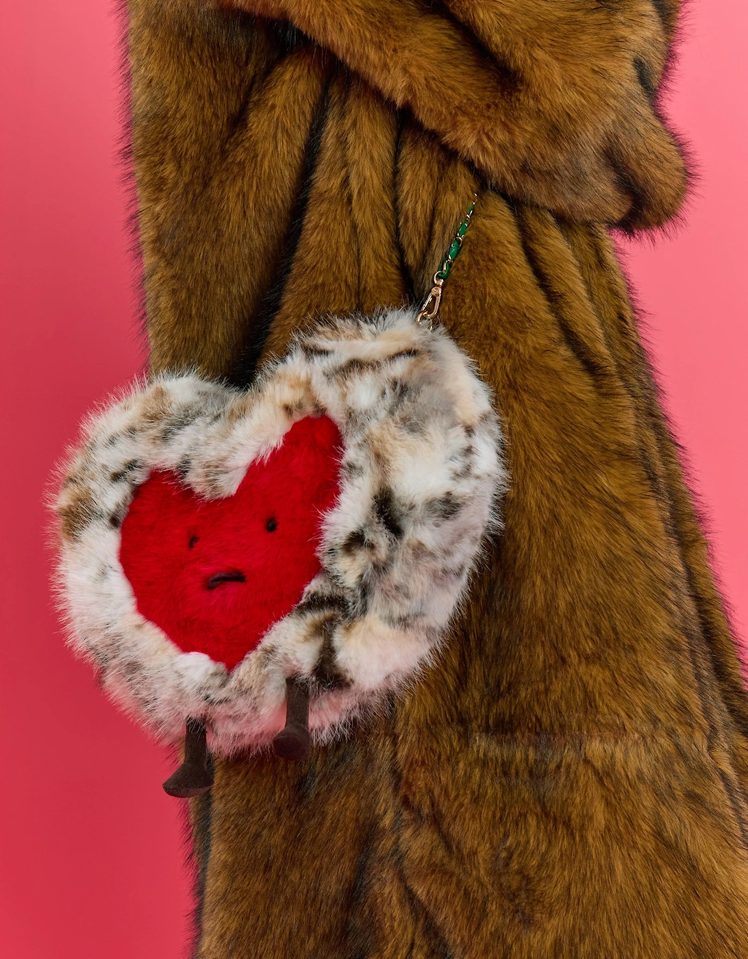 Animal Print Handmade Bamboo Faux Fur Heart Bag, 3 of 2