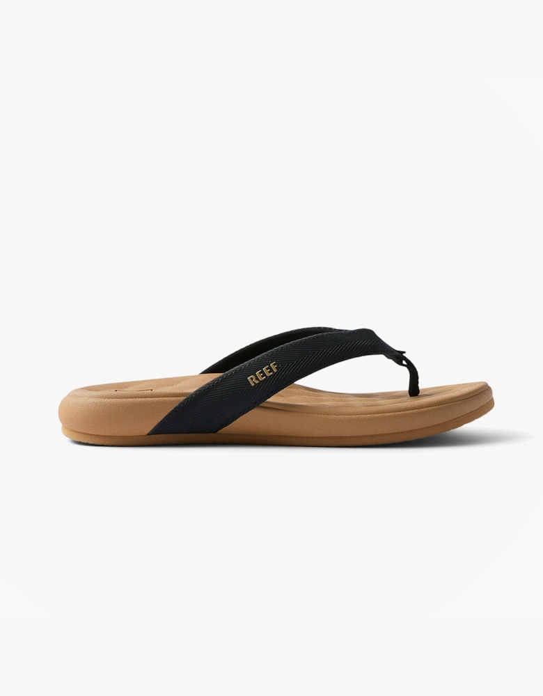 Reef CUSHION MELODY Womens Toe-Post Sandals Black/Tan