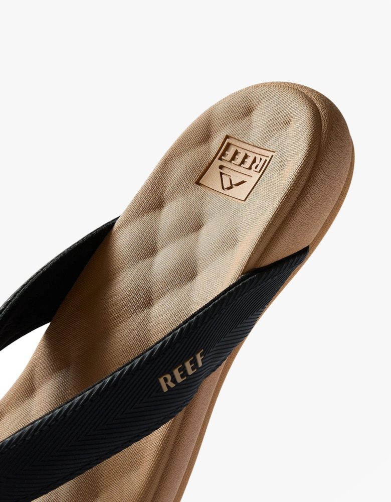 Reef CUSHION MELODY Womens Toe-Post Sandals Black/Tan
