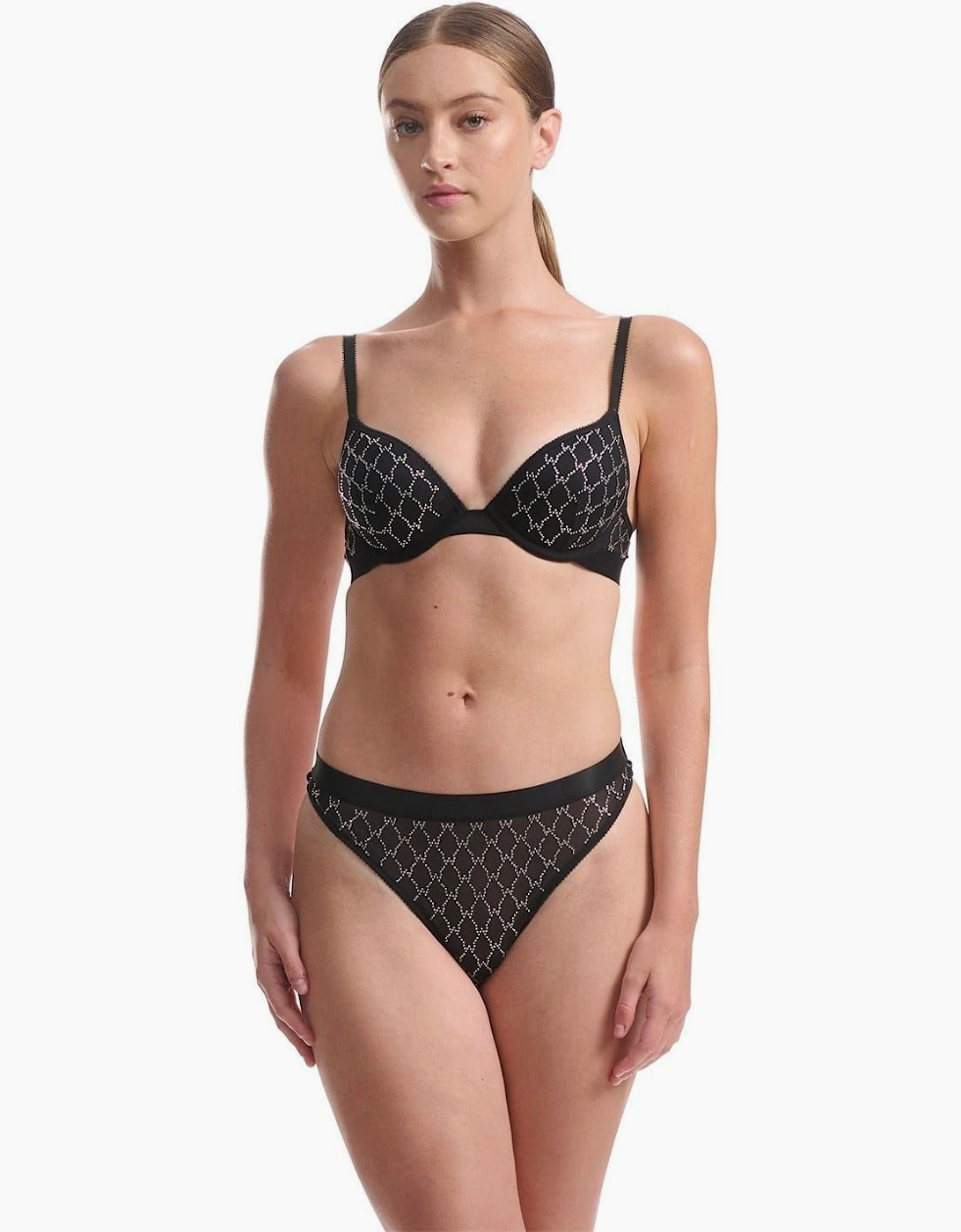 Geometric Patterned Push Up Bra