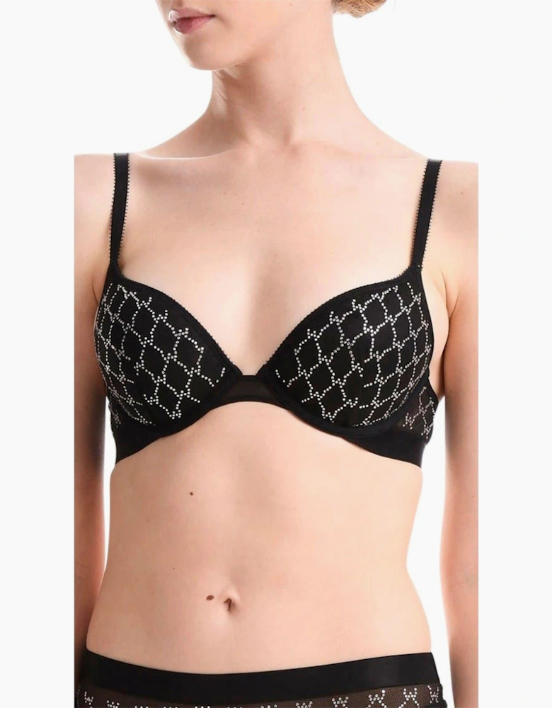 Geometric Patterned Push Up Bra