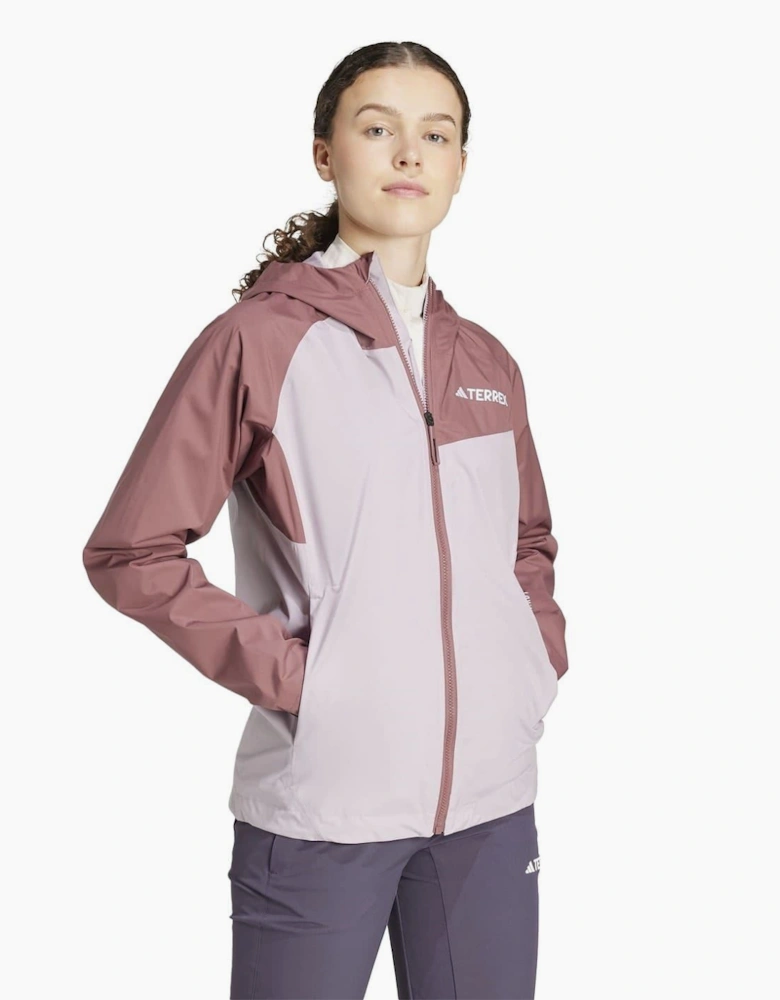 Hooded Neck Color Block Rain Jacket