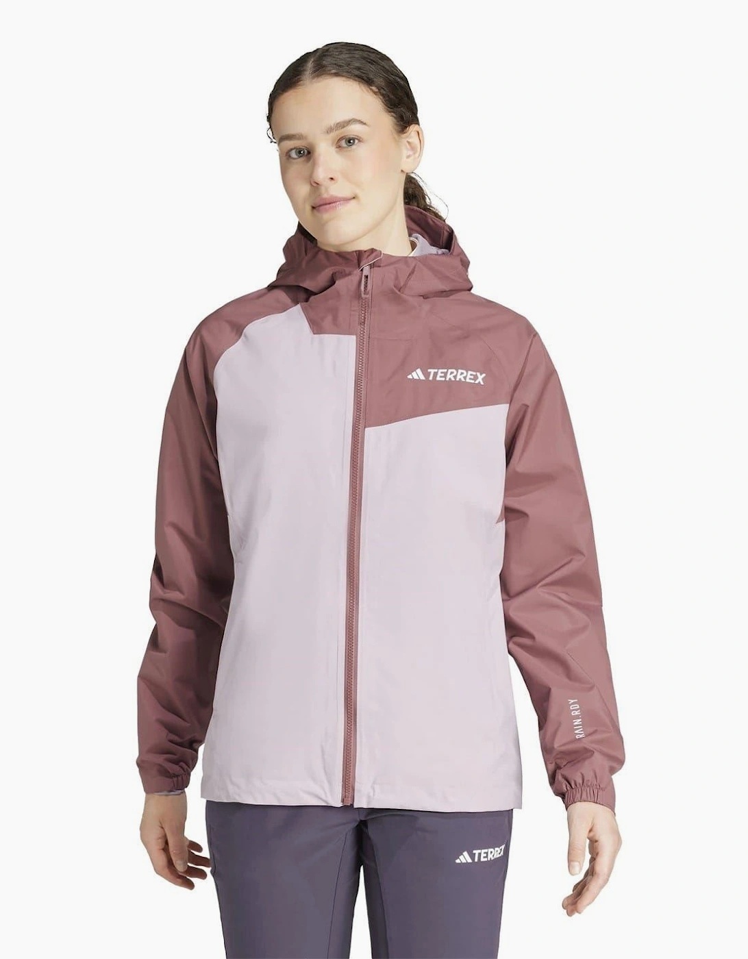 Hooded Neck Color Block Rain Jacket
