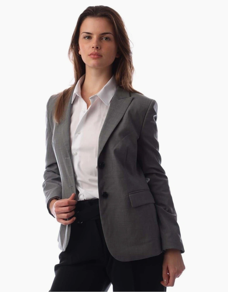 Solid Patterned Lapel Collared Blazer