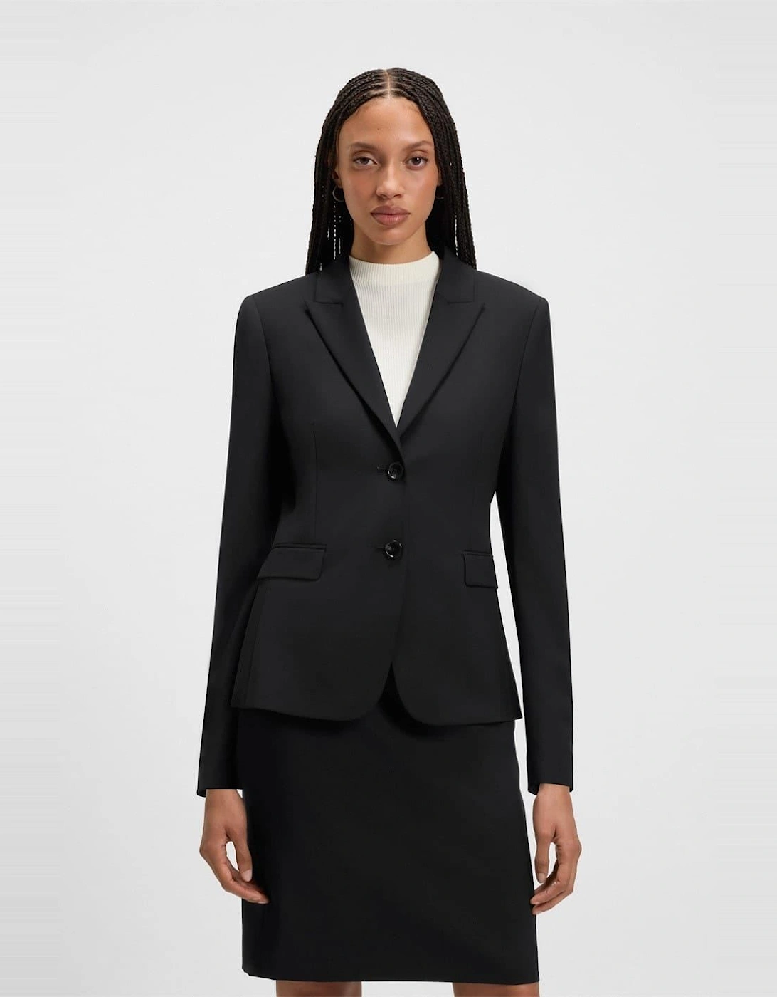 Solid Patterned Lapel Collared Blazer