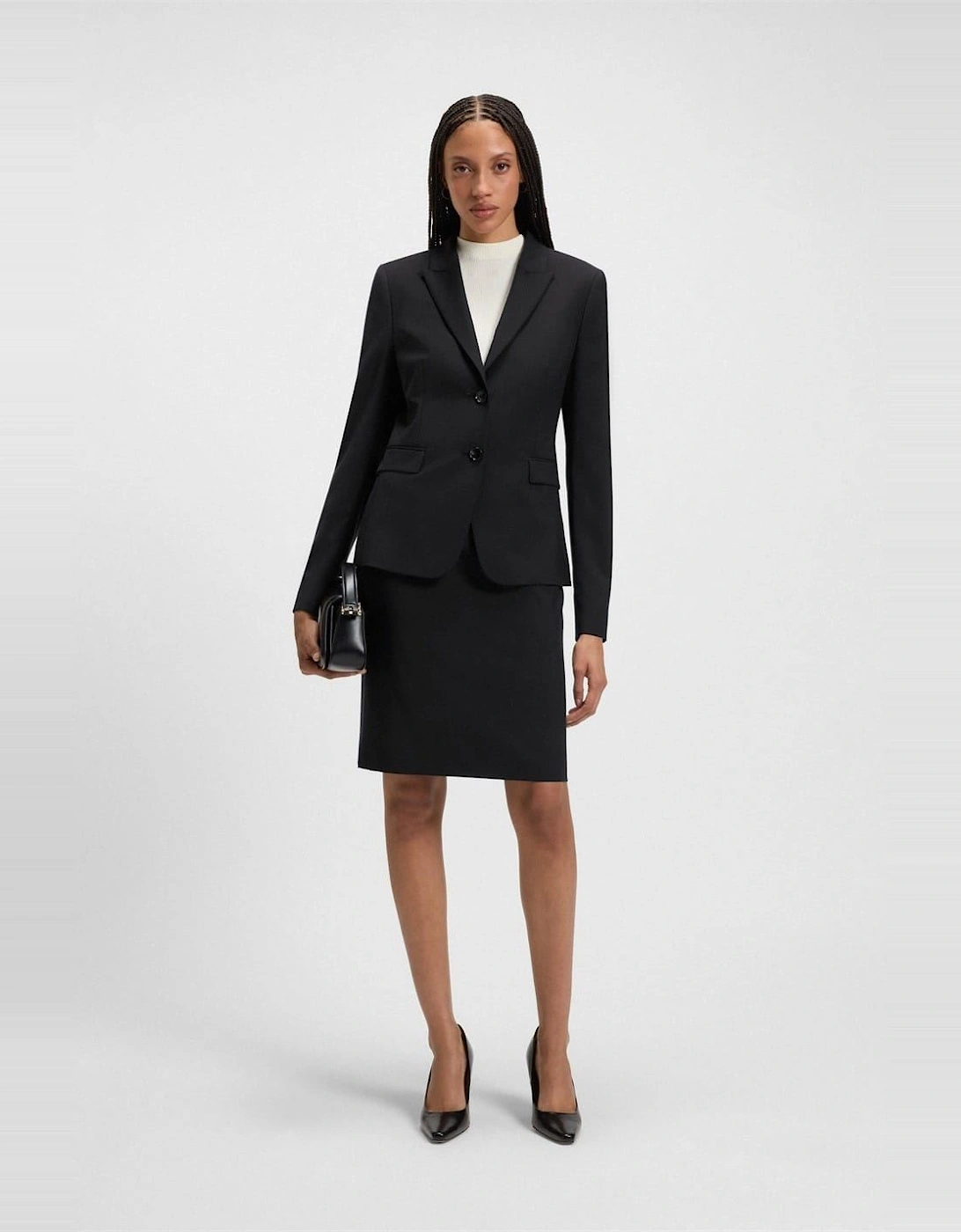 Solid Patterned Lapel Collared Blazer