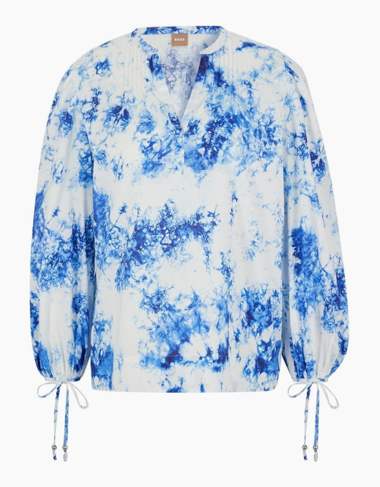 V-Neck Long Balloon Sleeve Blouse