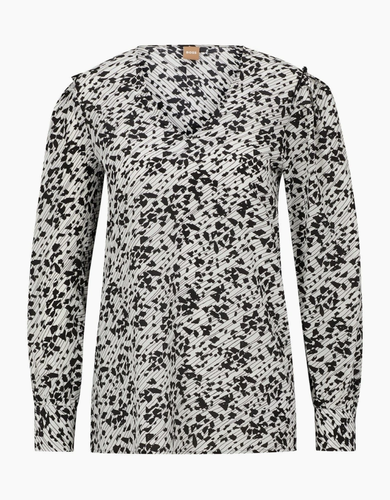 V-Neck Long Sleeve Blouse