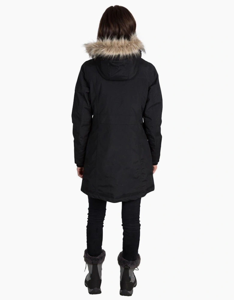 Bettany Solid Patterned Hooded Ribbed Cuff Down Jacket