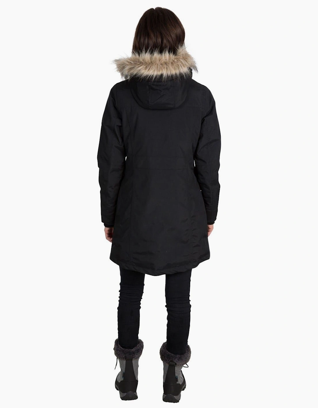 Bettany Solid Patterned Hooded Ribbed Cuff Down Jacket