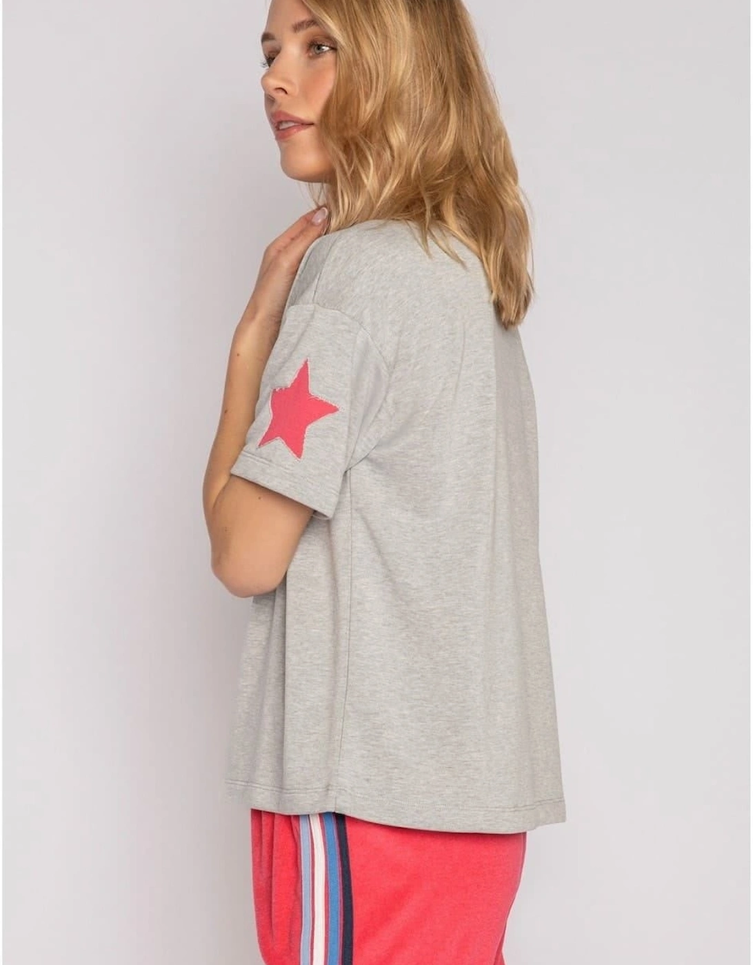 Pj Salvage Women's Grau Mel Salvage Basics Star Shirt - Size: 8